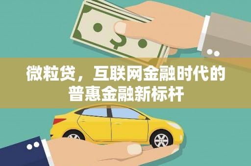 白碱滩微粒贷，互联网金融时代的普惠金融新标杆