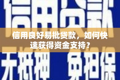 白碱滩信用良好易批贷款，如何快速获得资金支持？