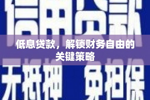 白碱滩低息贷款，解锁财务自由的关键策略