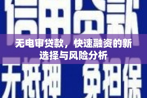 白碱滩无电审贷款，快速融资的新选择与风险分析