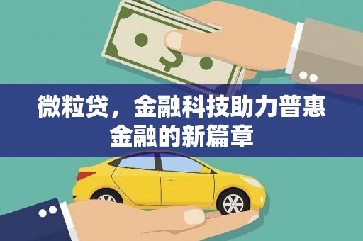 白碱滩微粒贷，金融科技助力普惠金融的新篇章