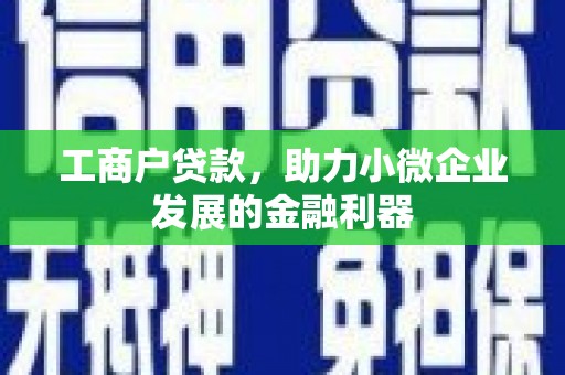 白碱滩工商户贷款，助力小微企业发展的金融利器