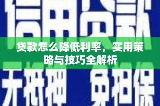 白碱滩贷款怎么降低利率，实用策略与技巧全解析